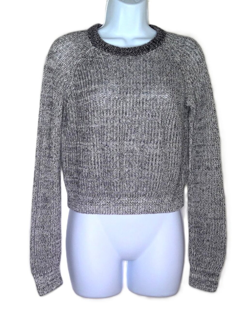 Theory Cropped Top Y2K Sweater Long Sleeve Gray Knit Linen Stretch P / TP (XS)